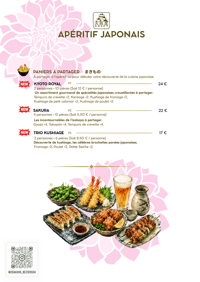 Menu Chez Osakaya