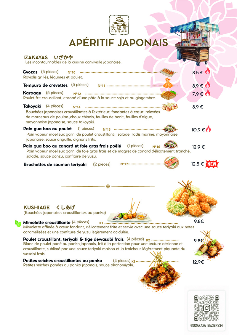 Menu Chez Osakaya