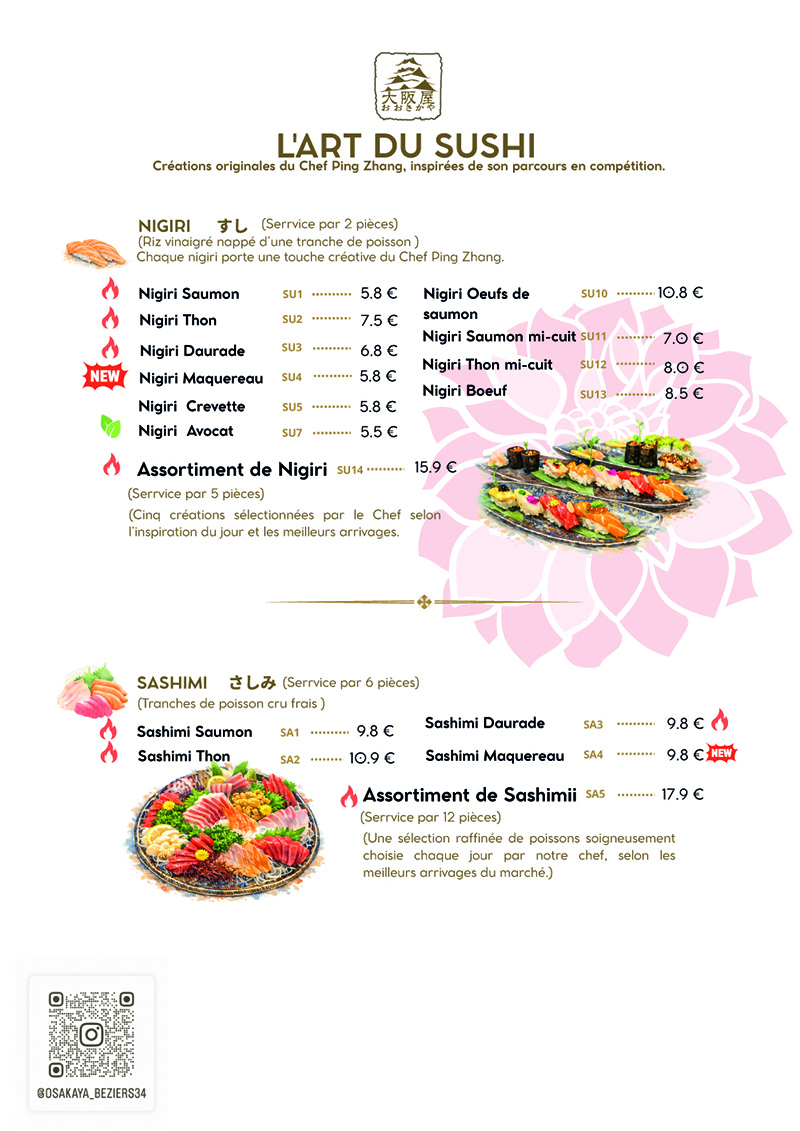 Menu Chez Osakaya
