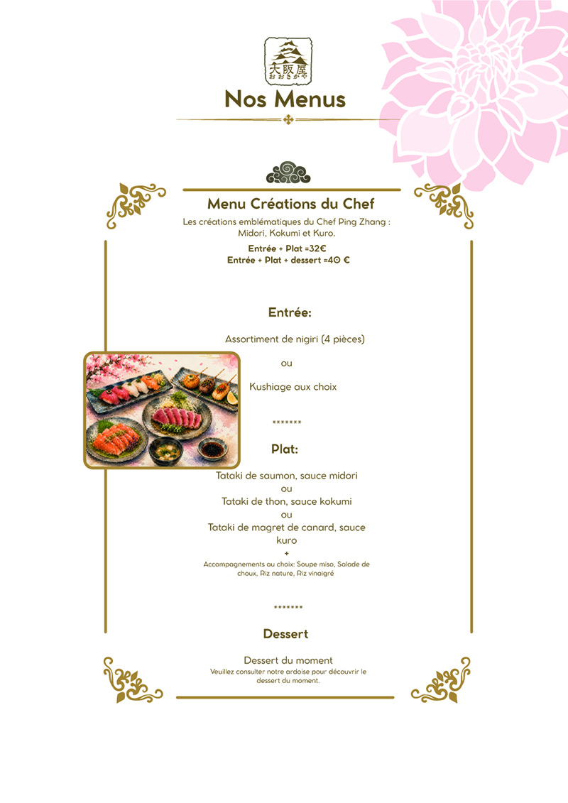Menu Chez Osakaya